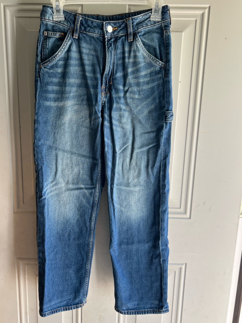 H&M girls 100% cotton loose fit Blue Washed Straight-Leg Jeans size 14